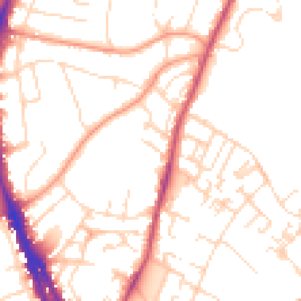 Daytime road noise heatmap for NG3 4JY