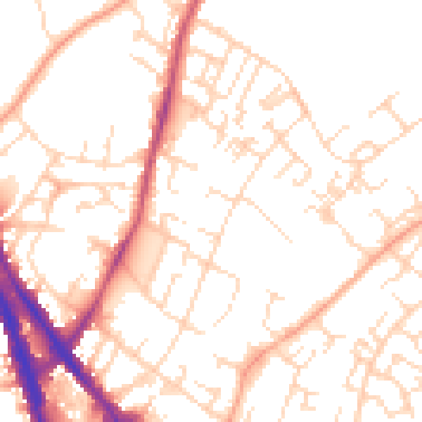 Daytime road noise heatmap for NG3 4QJ
