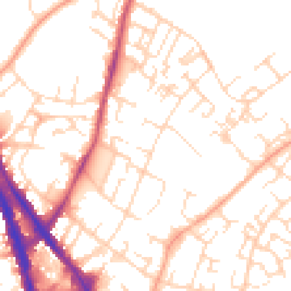 Daytime road noise heatmap for NG3 4QN
