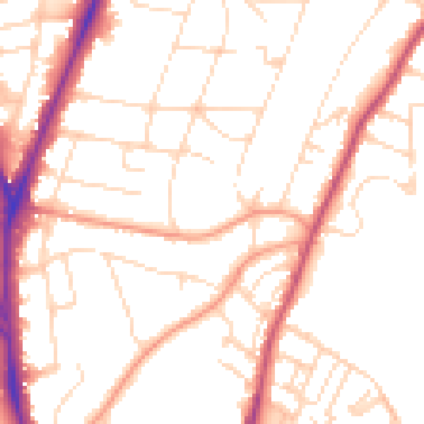Daytime road noise heatmap for NG3 5DG
