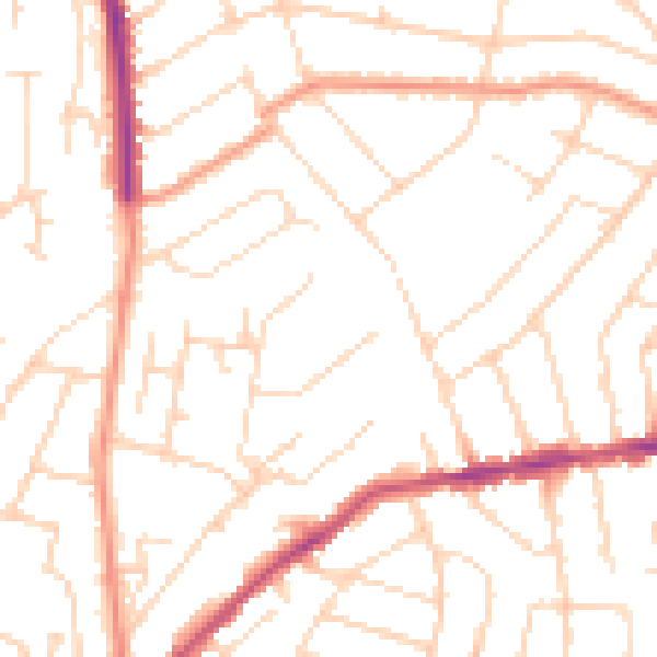 Daytime road noise heatmap for NG3 6NT
