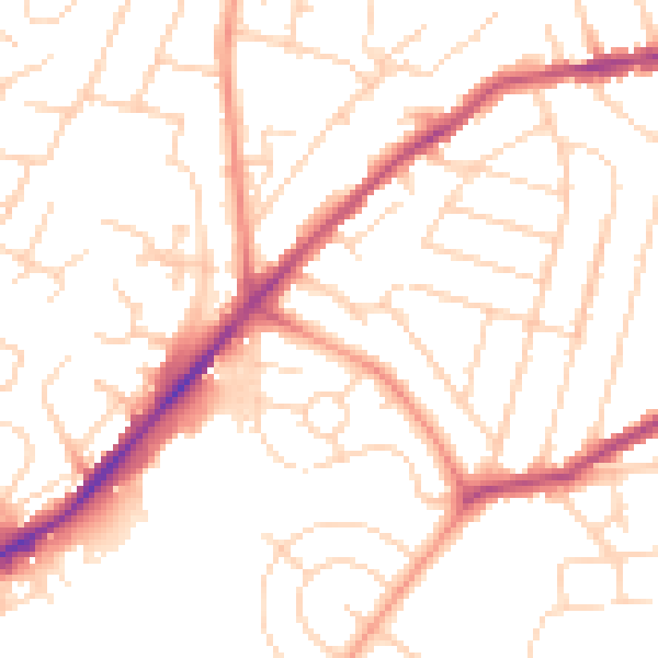 Daytime road noise heatmap for NG3 7BQ