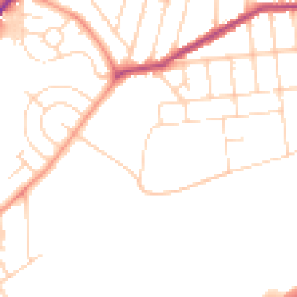 Daytime road noise heatmap for NG3 7FJ