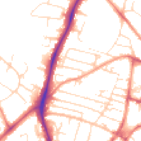 Daytime road noise heatmap for NG5 7AY