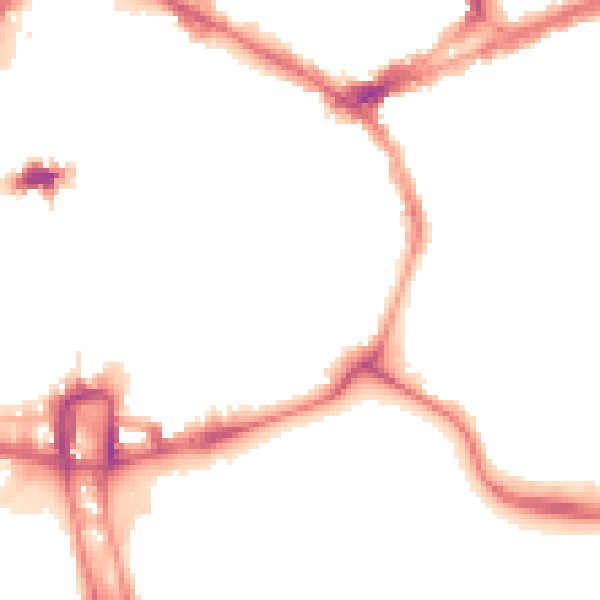 Night-time road noise heatmap for NN1 1BF