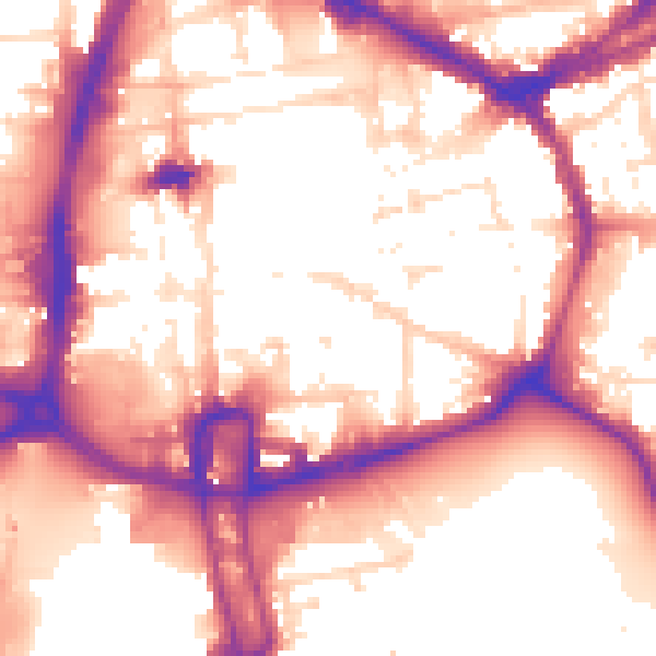 Daytime road noise heatmap for NN1 1DP