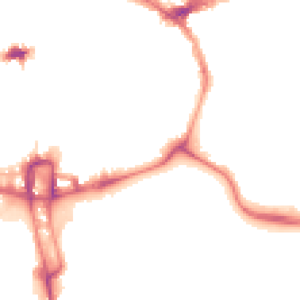Night-time road noise heatmap for NN1 1DQ