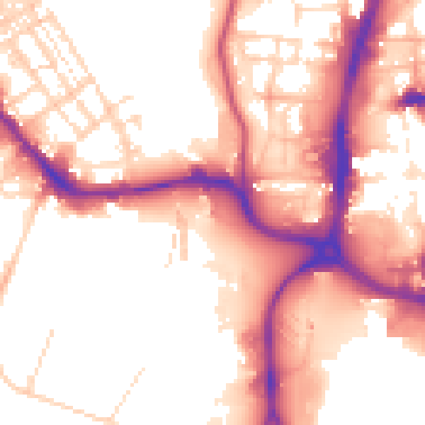 Daytime road noise heatmap for NN1 1EX