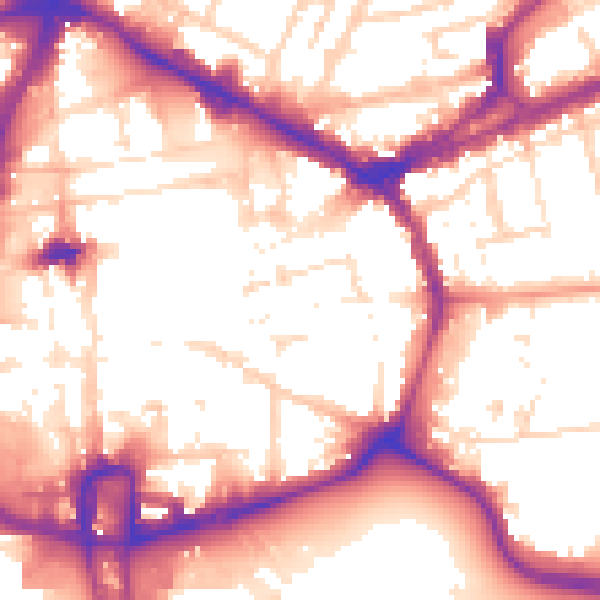 Daytime road noise heatmap for NN1 1JF