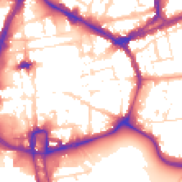 Daytime road noise heatmap for NN1 1JX