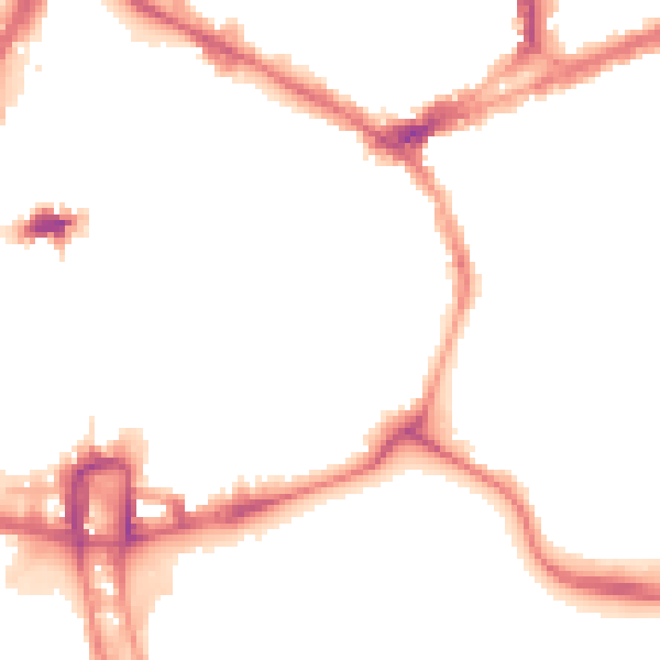 Night-time road noise heatmap for NN1 1LG