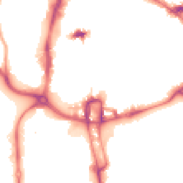 Night-time road noise heatmap for NN1 1NS
