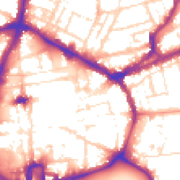 Daytime road noise heatmap for NN1 2BQ
