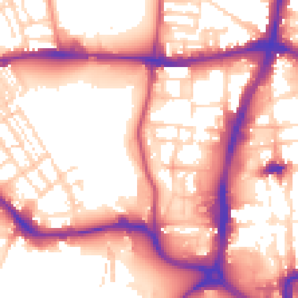 Daytime road noise heatmap for NN1 2SB