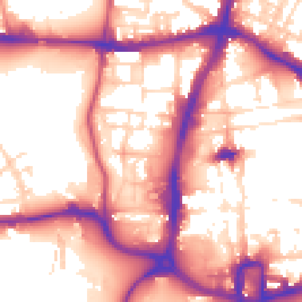 Daytime road noise heatmap for NN1 2SJ