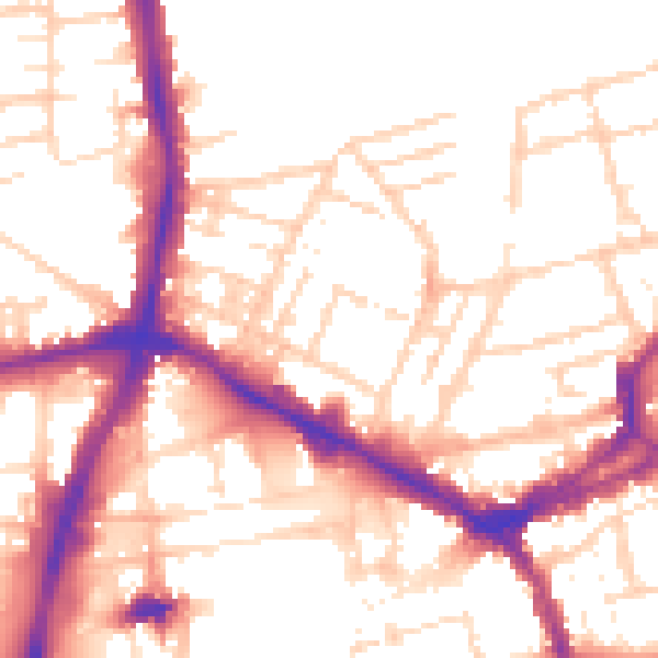 Daytime road noise heatmap for NN1 3BP