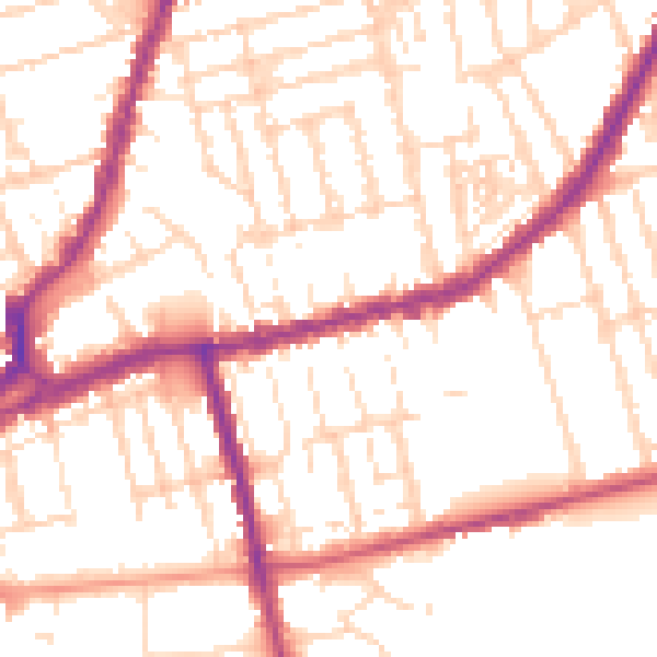 Daytime road noise heatmap for NN1 4EB