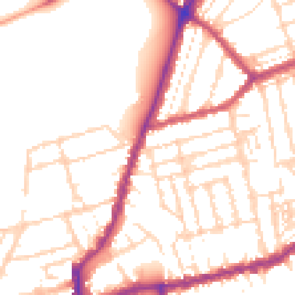 Daytime road noise heatmap for NN1 4JU