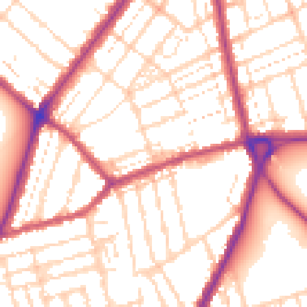 Daytime road noise heatmap for NN1 4QZ