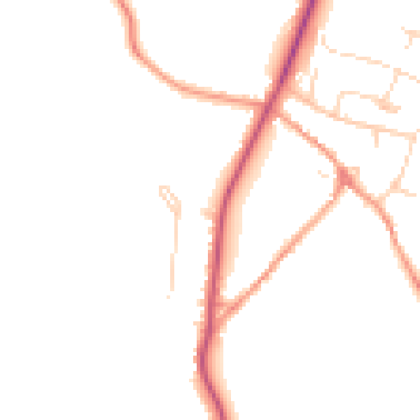 Daytime road noise heatmap for NN14 1AB