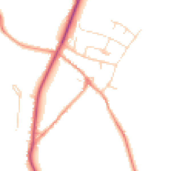Daytime road noise heatmap for NN14 1AD