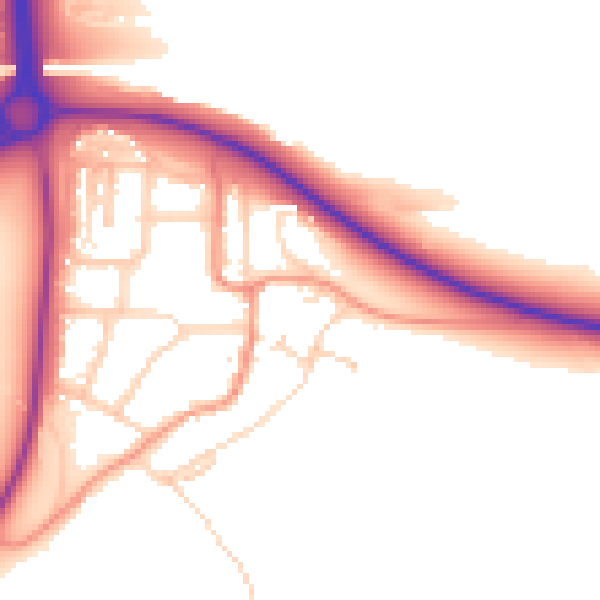 Daytime road noise heatmap for NN14 1AF