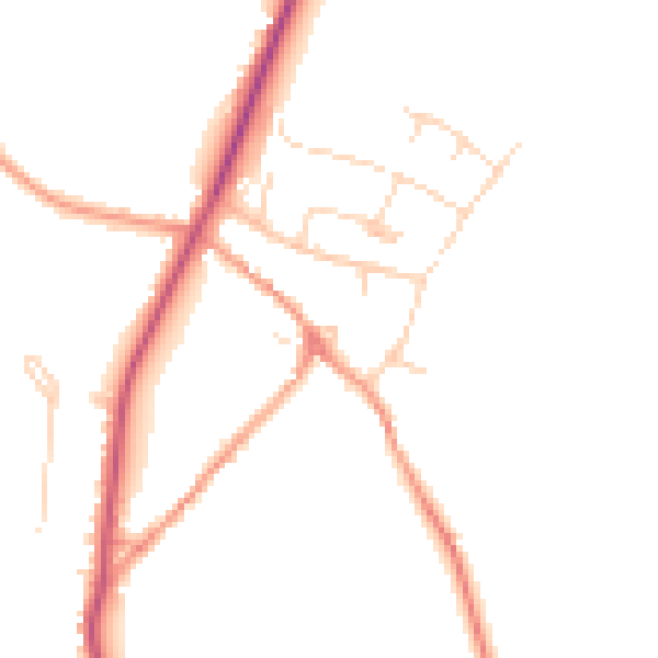 Daytime road noise heatmap for NN14 1AH
