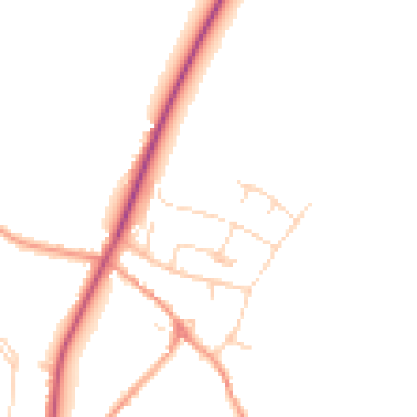 Daytime road noise heatmap for NN14 1AQ