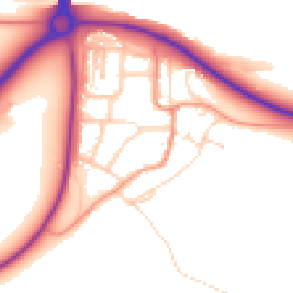 Daytime road noise heatmap for NN14 1AS