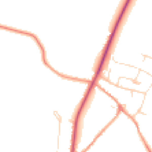 Daytime road noise heatmap for NN14 1AU