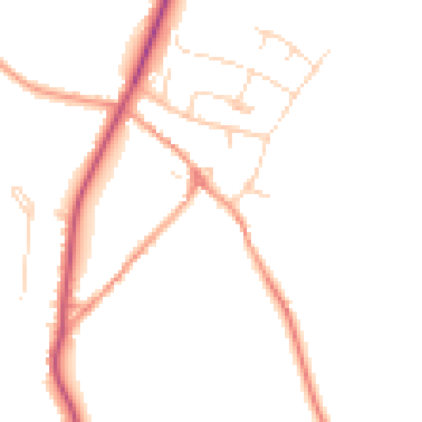 Daytime road noise heatmap for NN14 1AX