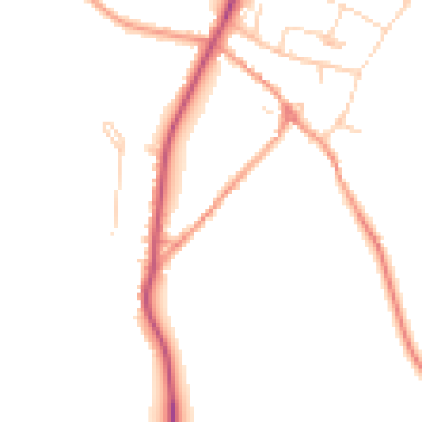 Daytime road noise heatmap for NN14 1AZ