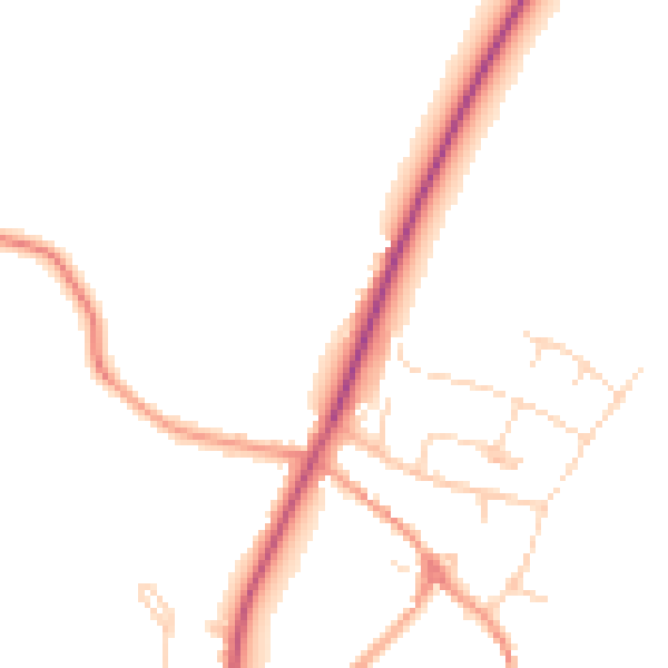Daytime road noise heatmap for NN14 1BB