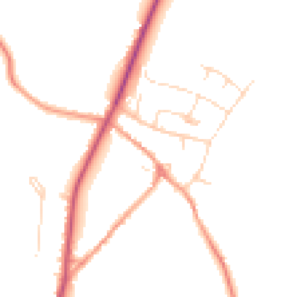 Daytime road noise heatmap for NN14 1BQ
