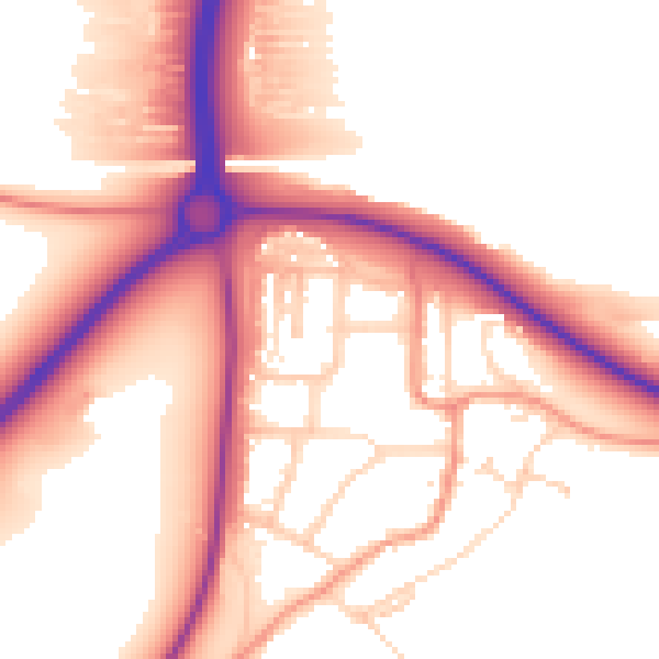 Daytime road noise heatmap for NN14 1BT