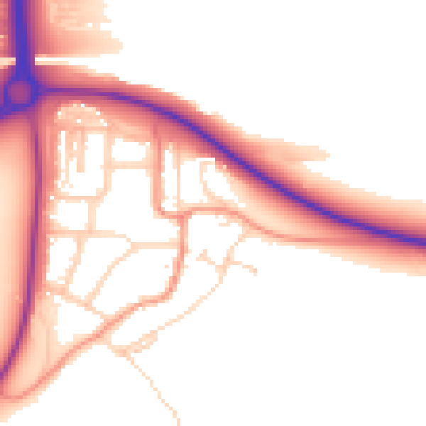Daytime road noise heatmap for NN14 1BU