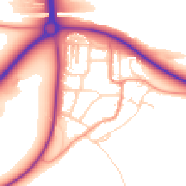 Daytime road noise heatmap for NN14 1BY