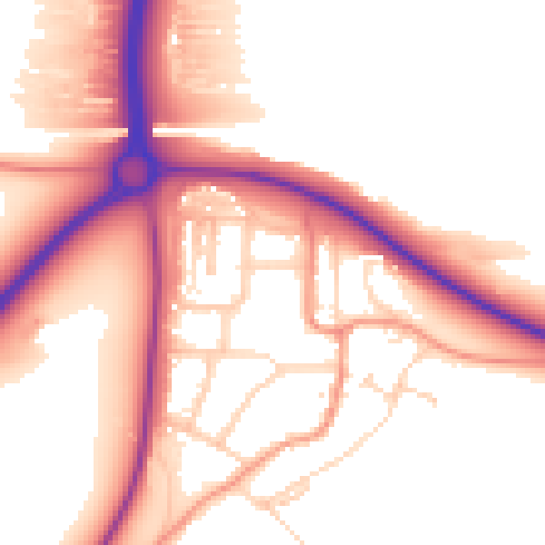 Daytime road noise heatmap for NN14 1DE