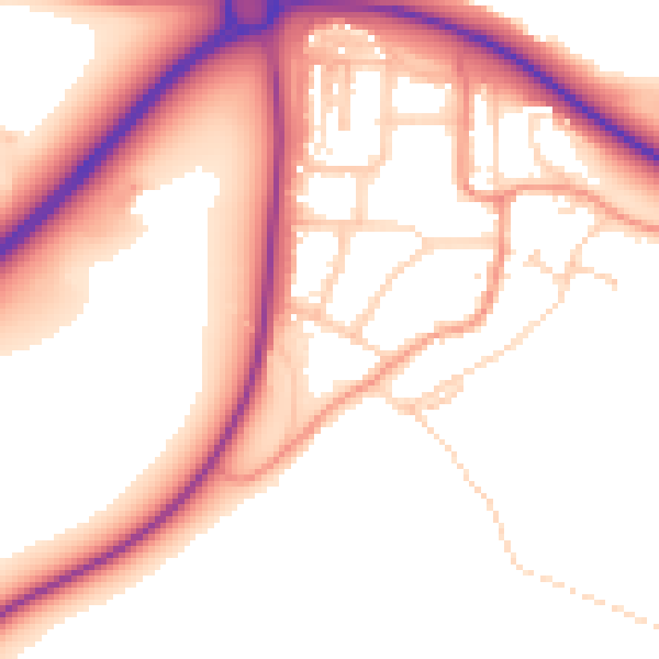 Daytime road noise heatmap for NN14 1DG