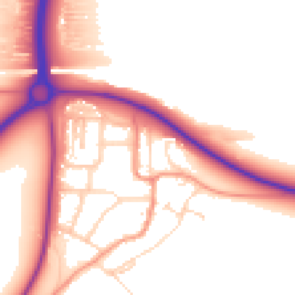Daytime road noise heatmap for NN14 1DJ
