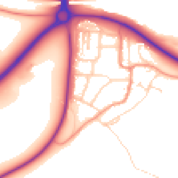 Daytime road noise heatmap for NN14 1DL