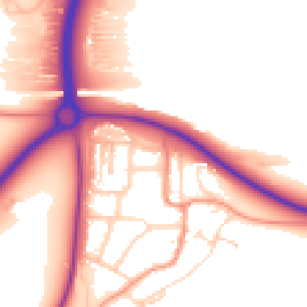 Daytime road noise heatmap for NN14 1DN