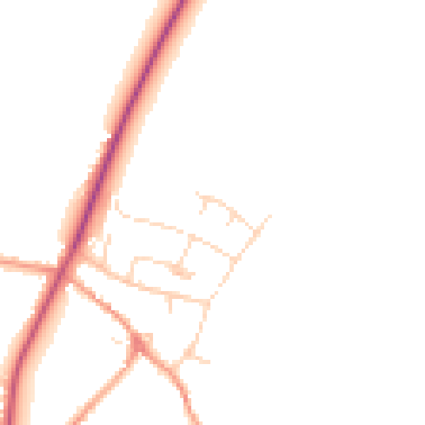 Daytime road noise heatmap for NN14 1EA