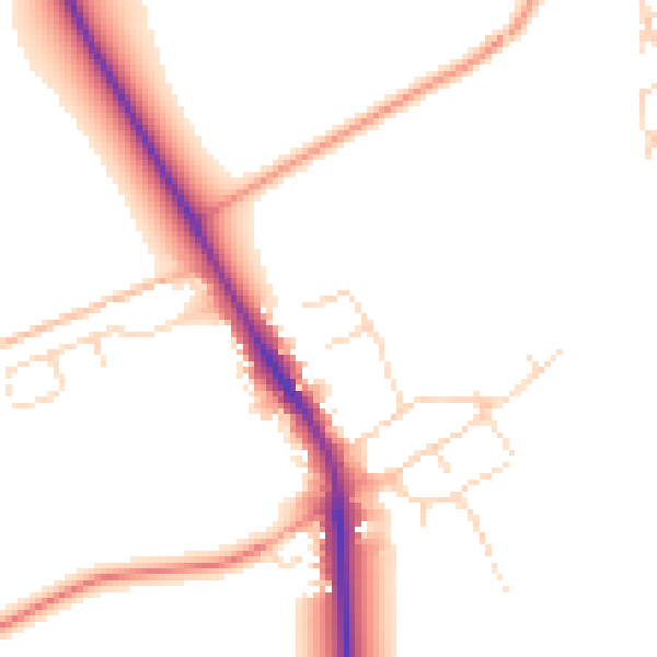 Daytime road noise heatmap for NN14 1HX