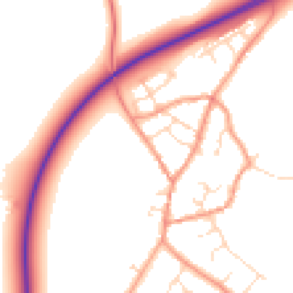 Daytime road noise heatmap for NN14 1NB