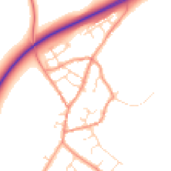 Daytime road noise heatmap for NN14 1NF