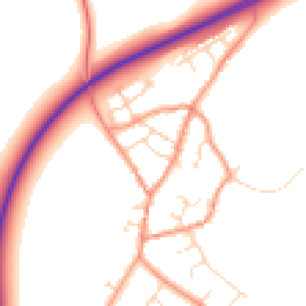 Daytime road noise heatmap for NN14 1NJ