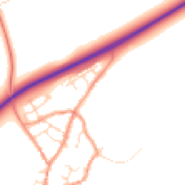Daytime road noise heatmap for NN14 1NL