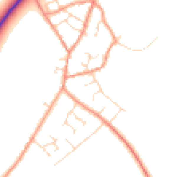 Daytime road noise heatmap for NN14 1NU