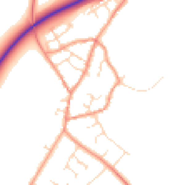 Daytime road noise heatmap for NN14 1NY